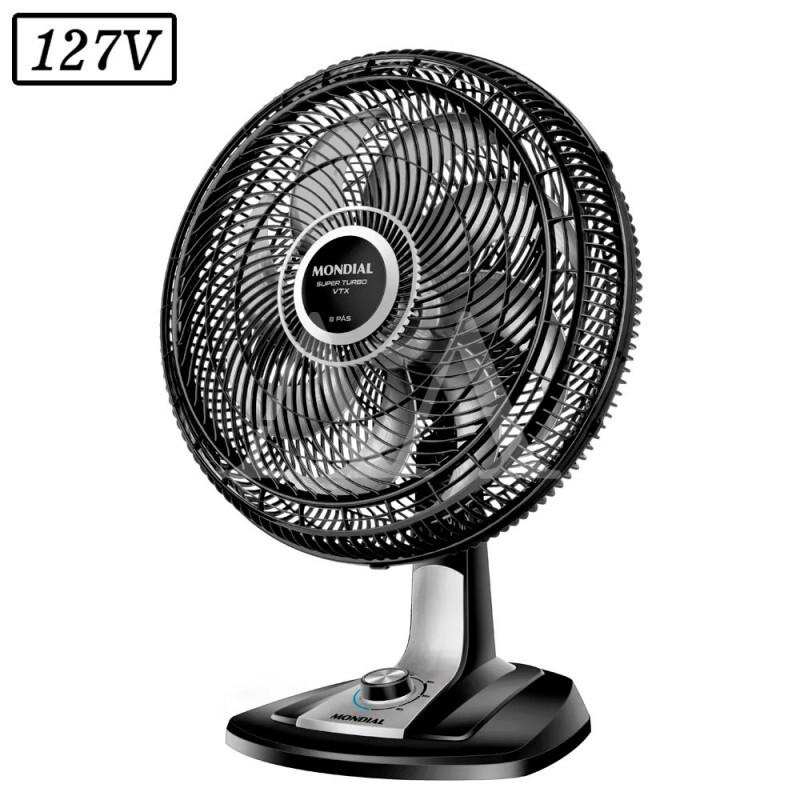 VENTILADOR MONDIAL VTX-40-8P SUPER TURBO 40CM 8 PAS 3 VEL 127V PRETO